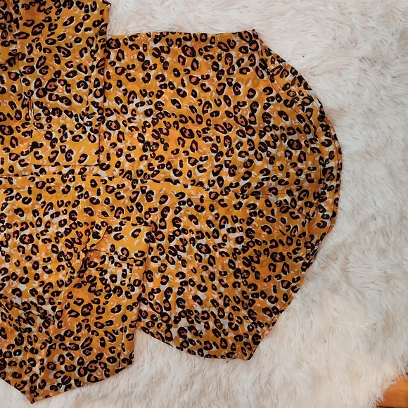 Minkpink orange and pink semi sheer cheetah print button down blouse - Picture 6 of 10